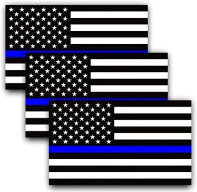 img 4 attached to ANLEY Thin Blue Line US Flag Decal - 5x3 inch Black White and Blue Reflective Stripe American Flag Car Stickers - Show Support for Police and Law Enforcement Officers (Set of 3)