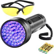 🔦 51 led 395 nm ultraviolet blacklight detector for dog urine, pet stains, and bed bug - uv flashlight black light kit with free uv sunglasses and 3 aa batteries logo