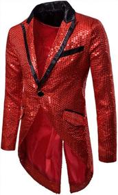 img 2 attached to Cloudstyle Mens Sequin Tailcoat Swallowtail Suit Jacket Party Show Tux Dress Coat