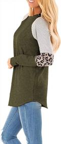 img 3 attached to Women'S Leopard Print Color Block Long Sleeve Striped Tunic Tops Round Neck Loose Casual Shirt