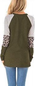 img 2 attached to Women'S Leopard Print Color Block Long Sleeve Striped Tunic Tops Round Neck Loose Casual Shirt