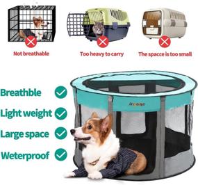 img 3 attached to 🐶 AngelLike Portable Foldable Puppy Playpen: Versatile Pet Tent for Dogs and Cats with Mesh Shade Cage, Carrying Case and Travel Bowl - Ideal for Indoor and Outdoor Use, Water Resistant