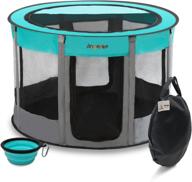 🐶 angellike portable foldable puppy playpen: versatile pet tent for dogs and cats with mesh shade cage, carrying case and travel bowl - ideal for indoor and outdoor use, water resistant logo