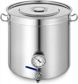 img 4 attached to Mophorn Stainless Steel 25Gal Kettle Stockpot With Thermometer, Lid, And 100 Quart Capacity For Brews And Cooking