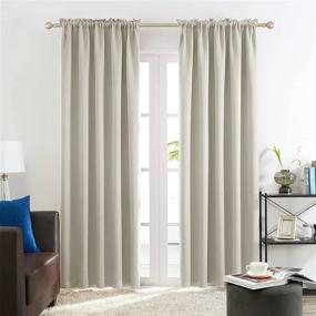 img 4 attached to Deconovo Beige 84 Inch Long Curtains For Bedroom And Living Room - 2 Panels Of Light Beige Rod Pocket Drapes For Spring Decoration, Measuring 42W X 84L Inches