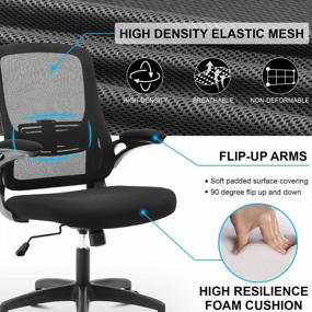 img 3 attached to Black Ergonomic Mesh Office Chair With Adjustable Lumbar Support, Flip-Up Arms, And Swivel Base For Maximum Comfort And Productivity