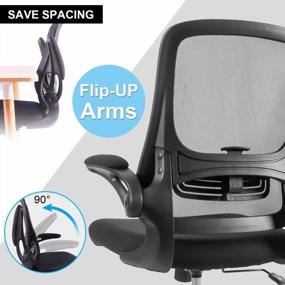 img 1 attached to Black Ergonomic Mesh Office Chair With Adjustable Lumbar Support, Flip-Up Arms, And Swivel Base For Maximum Comfort And Productivity