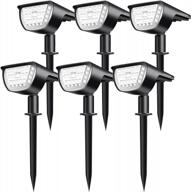 6-pack of claoner solar landscape spotlights with 32 leds, wireless and waterproof outdoor solar-powered wall lights for yard, garden, driveway, porch, walkway, pool, and patio in cold white логотип