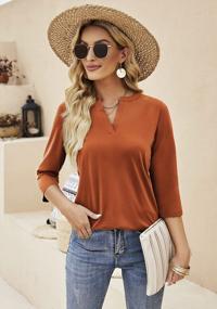 img 2 attached to Women'S Henley Blouses - Casual V Neck Work Tops With 3/4 Sleeves From Sherosa