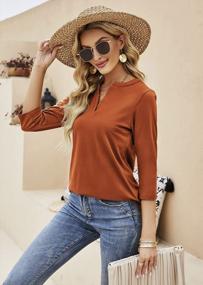 img 1 attached to Women'S Henley Blouses - Casual V Neck Work Tops With 3/4 Sleeves From Sherosa