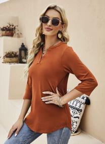 img 3 attached to Women'S Henley Blouses - Casual V Neck Work Tops With 3/4 Sleeves From Sherosa