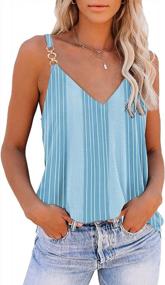 img 3 attached to Stay Stylish & Comfortable: SAUKOLE Women'S Summer V-Neck Stripe Tank Tops