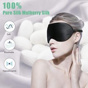 img 3 attached to 2-Pack Mulberry Silk Sleep Masks With Adjustable Strap, Darkening Eye Shades For Restful Sleep, BeeVines Sleep Aid Blindfold For Nap, Reducing Puffy Eyes, Perfect Christmas Gift (Black)
