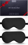 2-pack mulberry silk sleep masks with adjustable strap, darkening eye shades for restful sleep, beevines sleep aid blindfold for nap, reducing puffy eyes, perfect christmas gift (black) логотип