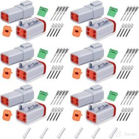 img 4 attached to 🔌 Geesic Deutsch DT Grey 4 Pin Connectors 6 Sets, Waterproof Electrical Wire Connector for Truck, Off-Road Vehicles, Construction, Agriculture, Marine, Motorcycle Wiring with Solid Contacts and Seal Plug