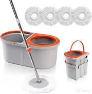 🧹 швабра worthland spin mop для безусиленной уборки пола - включает 4 головки швабры из микрофибры, 2 в 1 швабру и ведро с отжимом - идеально подходит для полов из дерева, ламината и керамической плитки - мокрая и сухая уборка. логотип