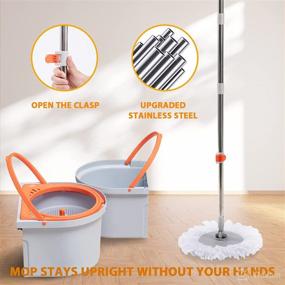 img 2 attached to 🧹 Швабра Worthland Spin Mop для безусиленной уборки пола - Включает 4 головки швабры из микрофибры, 2 в 1 швабру и ведро с отжимом - Идеально подходит для полов из дерева, ламината и керамической плитки - Мокрая и сухая уборка.