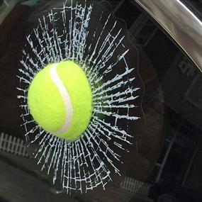 img 3 attached to YGMONER 3D Simulation Tennis Golf Baseball Break Glass Car Window Sticker (Tennis)