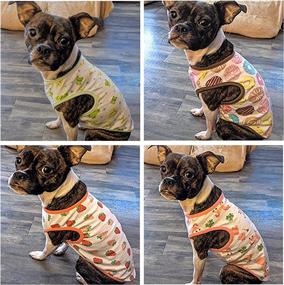 img 3 attached to 🐶 ABRRLO 4 Pack Dog Shirt for Small Dogs - Cartoon Print Cotton Puppy Vest - Pet Pajamas Clothes (Size L, 4 Style C)