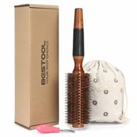 boar bristle round hairbrush for quick blowout - 2.2 inch - add shine/volume, minimize damage for women or men. логотип