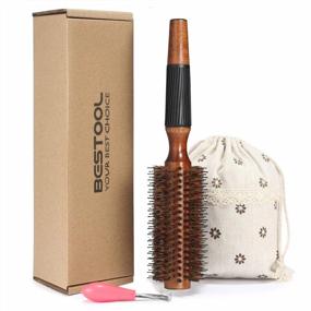 img 4 attached to Boar Bristle Round Hairbrush For Quick Blowout - 2.2 Inch - Add Shine/Volume, Minimize Damage For Women Or Men.