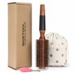 boar bristle round hairbrush for quick blowout - 2.2 inch - add shine/volume, minimize damage for women or men. logo
