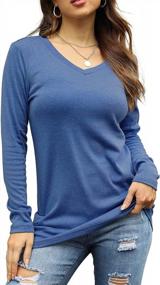 img 1 attached to Women'S Long Sleeve V Neck T Shirt Tunic Blouse With Side Button Decor - SHIBEVER