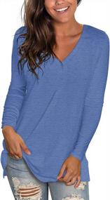 img 4 attached to Women'S Long Sleeve V Neck T Shirt Tunic Blouse With Side Button Decor - SHIBEVER