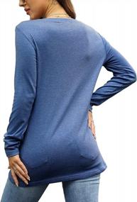 img 2 attached to Женская футболка с длинным рукавом и V-образным вырезом, блузка-туника с декором на боковых пуговицах - SHIBEVER