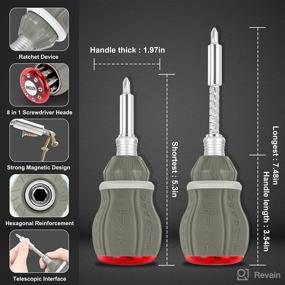img 3 attached to 🔧 Комплект многоcекционной отвертки AECCN 8 в 1 с механизмом рatchet, ударостойкой вариант короткой отвертки со способностью регулировки и магнитным фиксатором насадок, включающий разъемы для винтов Phillips, прямые и крестовые отвертки, квадратный профиль и гайковерт - FO-6009X