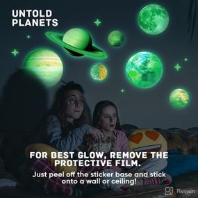 img 2 attached to 🌟 3D Realistic Glow in The Dark Stars and Planets: Transform Your Kid's Ceiling with a 3D Solar System Wall Sticker Set, Including Glowing Planets, Dwarf Pluto, Moon, Sun, and Bonus Glow in The Dark Stars