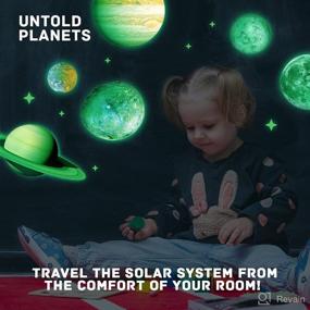 img 1 attached to 🌟 3D Realistic Glow in The Dark Stars and Planets: Transform Your Kid's Ceiling with a 3D Solar System Wall Sticker Set, Including Glowing Planets, Dwarf Pluto, Moon, Sun, and Bonus Glow in The Dark Stars