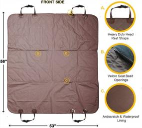 img 3 attached to Waterproof And Non-Slip Quilted Dog Car Seat Cover With Seat Anchors And Head Straps - Brown, 58"L X 53"W, Fits All Sizes By KOPEKS