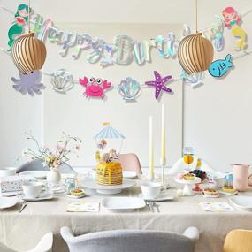 img 2 attached to Sparkle Mermaid Birthday Banner Happy Birthday Mermaid Theme Party Decoration Starfish Jellyfish Crab Fish Shell Under The Sea Baby Shower Gender Reveals Party Gifts