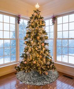 img 2 attached to 48-дюймовая юбка для рождественской елки с блестками цвета шампанского - двухслойный рождественский коврик для Хэллоуина и осенних украшений (черный / шампанское)