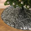 48 inch champagne sequin christmas tree skirt - double layers xmas mat for halloween & fall decorations (black/champagne) logo