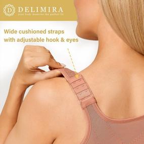 img 1 attached to DELIMIRA Women'S Full Coverage Front Closure Wire Free Back Support Posture Bra