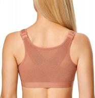 delimira women's full coverage front closure wire free back support posture bra logo
