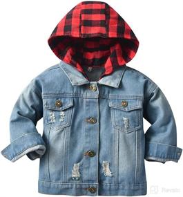 img 4 attached to 👕 Stylish Toddler Baby Denim Jackets with Button Down, Ripped Hooded Top - Fashionable Fall Cowboy Outwear Clothes for Kids Girls Boys