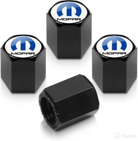 img 3 attached to 🔧 Mopar Tire Valve Caps with Sleek Black Logo