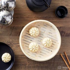 img 2 attached to Premium 10-Inch Bamboo Steamer Liners: 100-Pack 🍽️ White Parchment Paper Rounds with Air Fryer Basket Holes