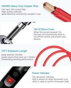 img 1 attached to ALITOVE 12Ft Cigarette Lighter Extension Cord - 180W Max. Power Cable For Car Tire Pump, Air Compressor, And More