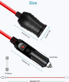 img 3 attached to ALITOVE 12Ft Cigarette Lighter Extension Cord - 180W Max. Power Cable For Car Tire Pump, Air Compressor, And More