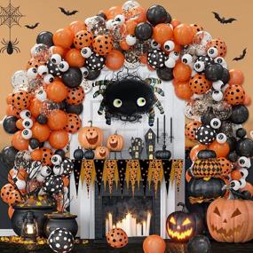 img 4 attached to Halloween Balloon Arch Garland Kit - 119 Pack Black Orange Confetti Balloons With Mylar Spider Balloon For Kids Theme Party Decorations Background Classroom Supplies.
