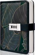 цифровой запираемый журнал с 224 страницами и дизайном печати листьев для взрослых - дневник с кодовым замком cagie, 5,1 x 7,4 дюйма, зеленый логотип