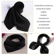black satin square neck scarf for women - 23" silk feeling ribbon handkerchief hair wrap headscarf for bag purse club party логотип