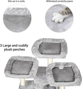 img 1 attached to 🐱 Hey-brother 63'' Multi-Level Cat Tree: King Cat Condo with Cozy Perches and Stable Cat Tower - Light Gray