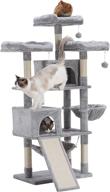 🐱 hey-brother 63'' multi-level cat tree: king cat condo with cozy perches and stable cat tower - light gray logo