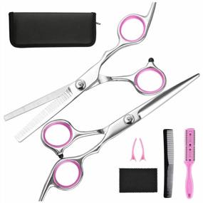 img 4 attached to 7-Piece Professional Hair Cutting & Thinning Shear Kit - Fcysy Barber Scissors For Women, Men & Pets | Styling Accessories In Leather Case