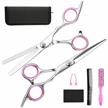 7-piece professional hair cutting & thinning shear kit - fcysy barber scissors for women, men & pets | styling accessories in leather case logo